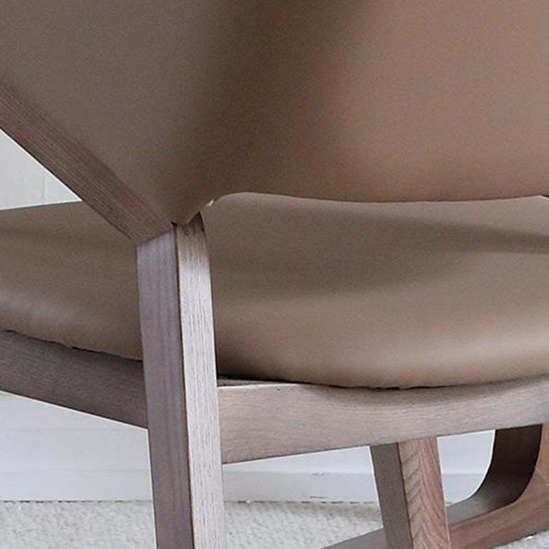 Scandinavian Microfiber Leather Wood Curved Dining Chair