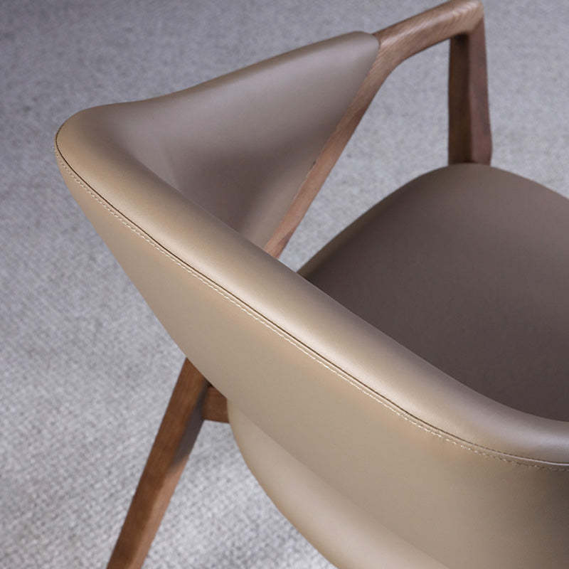 Scandinavian Microfiber Leather Wood Curved Dining Chair