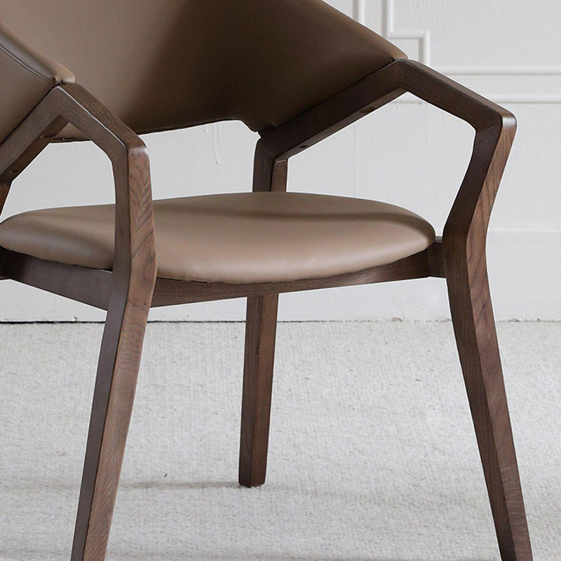 Scandinavian Microfiber Leather Wood Curved Dining Chair