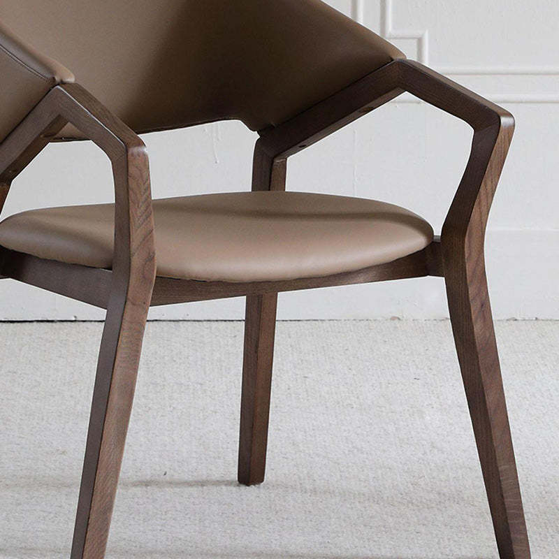 Scandinavian Microfiber Leather Wood Curved Dining Chair