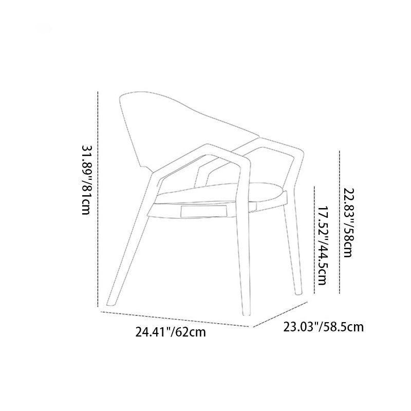 Scandinavian Microfiber Leather Wood Curved Dining Chair