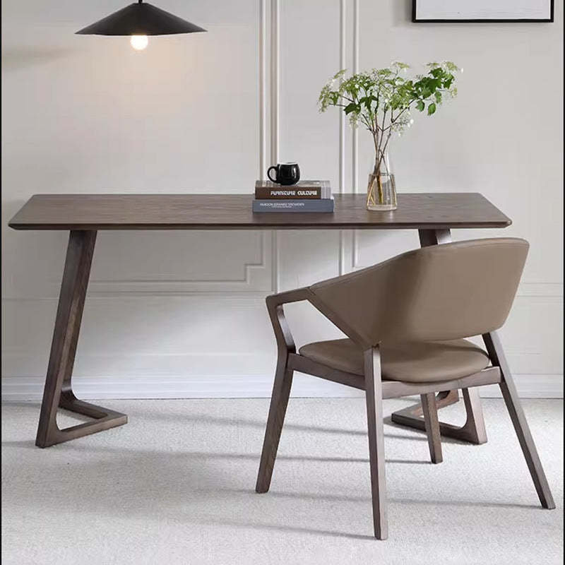 Scandinavian Microfiber Leather Wood Curved Dining Chair