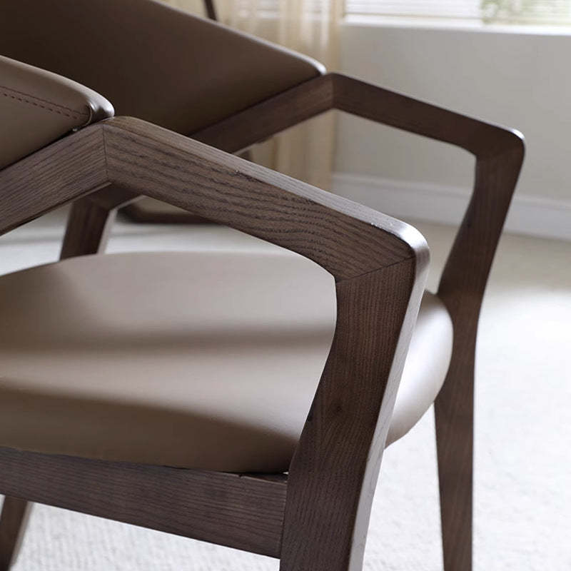 Scandinavian Microfiber Leather Wood Curved Dining Chair