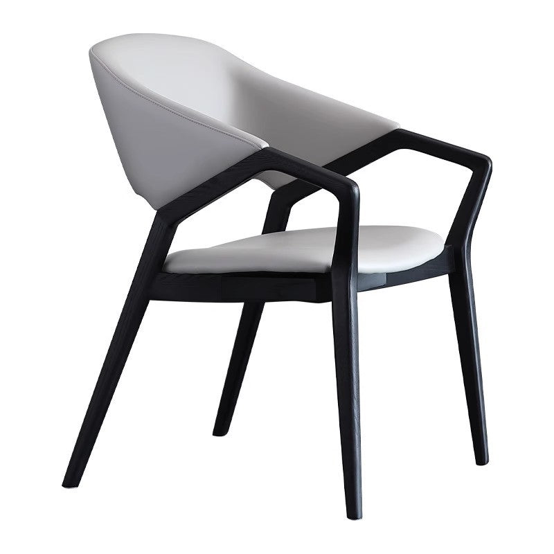Scandinavian Microfiber Leather Wood Curved Dining Chair