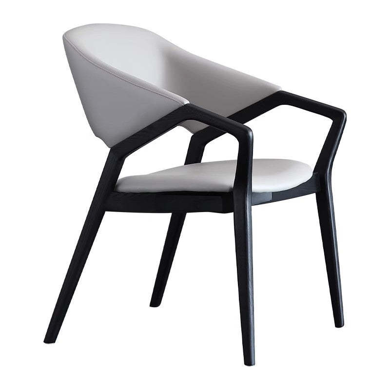 Scandinavian Microfiber Leather Wood Curved Dining Chair