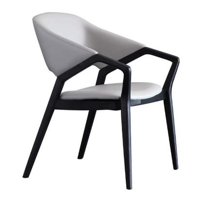 Scandinavian Microfiber Leather Wood Curved Dining Chair