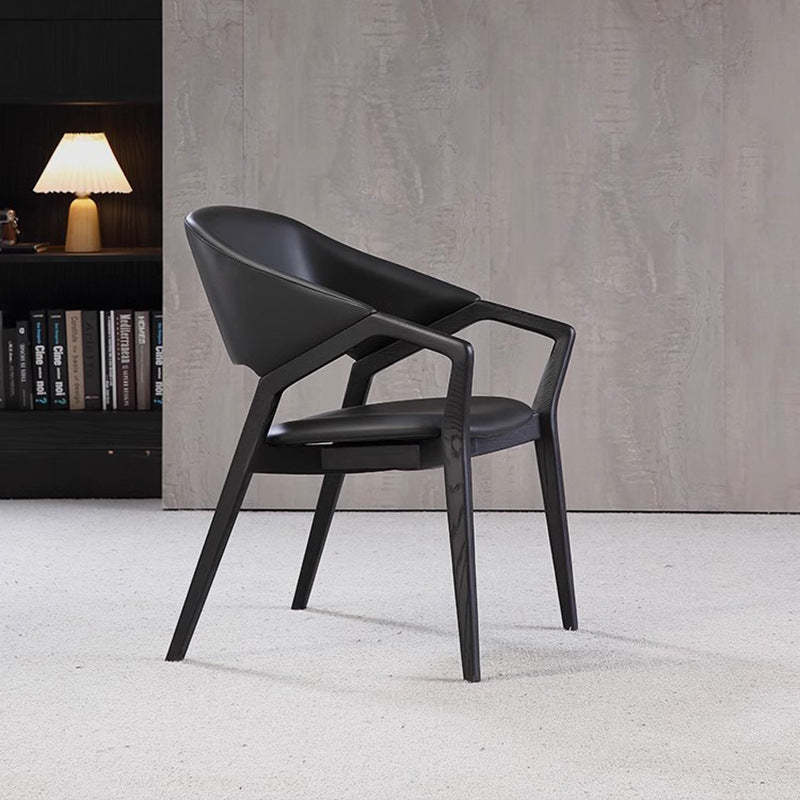 Scandinavian Microfiber Leather Wood Curved Dining Chair