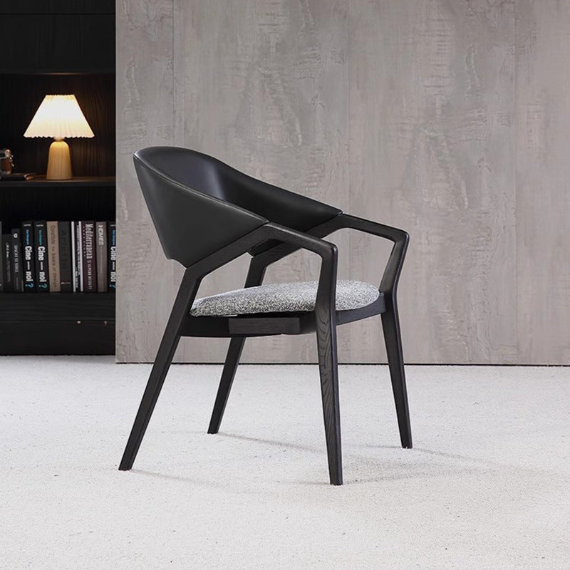 Scandinavian Microfiber Leather Wood Curved Dining Chair
