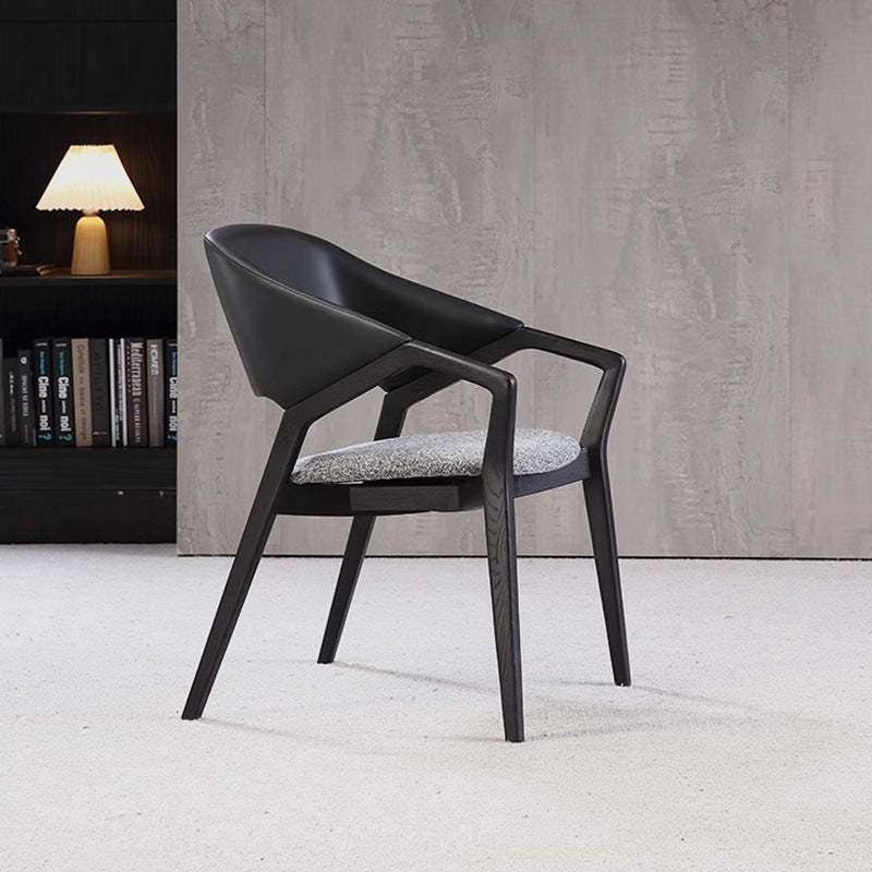 Scandinavian Microfiber Leather Wood Curved Dining Chair