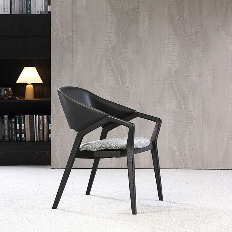 Scandinavian Microfiber Leather Wood Curved Dining Chair