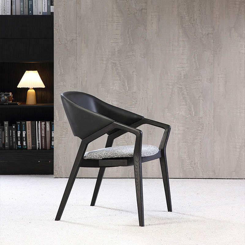 Scandinavian Microfiber Leather Wood Curved Dining Chair