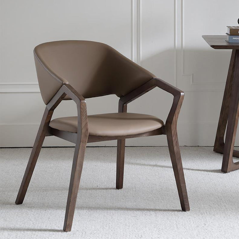 Wood nordic curved microfiber dining chairs & benches — Variant B