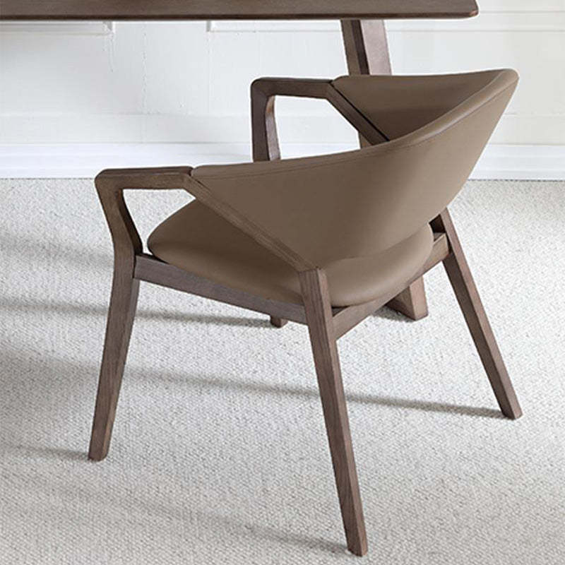 Scandinavian Microfiber Leather Wood Curved Dining Chair