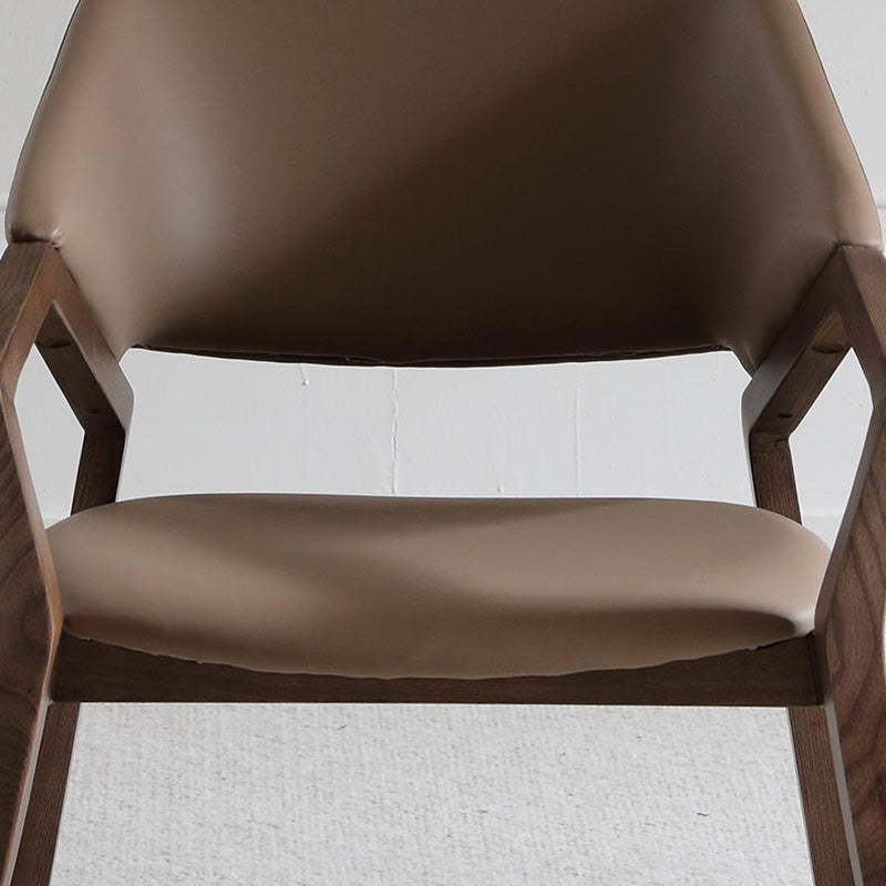 Scandinavian Microfiber Leather Wood Curved Dining Chair