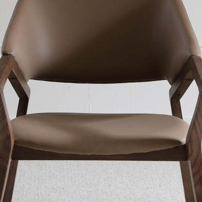 Scandinavian Microfiber Leather Wood Curved Dining Chair