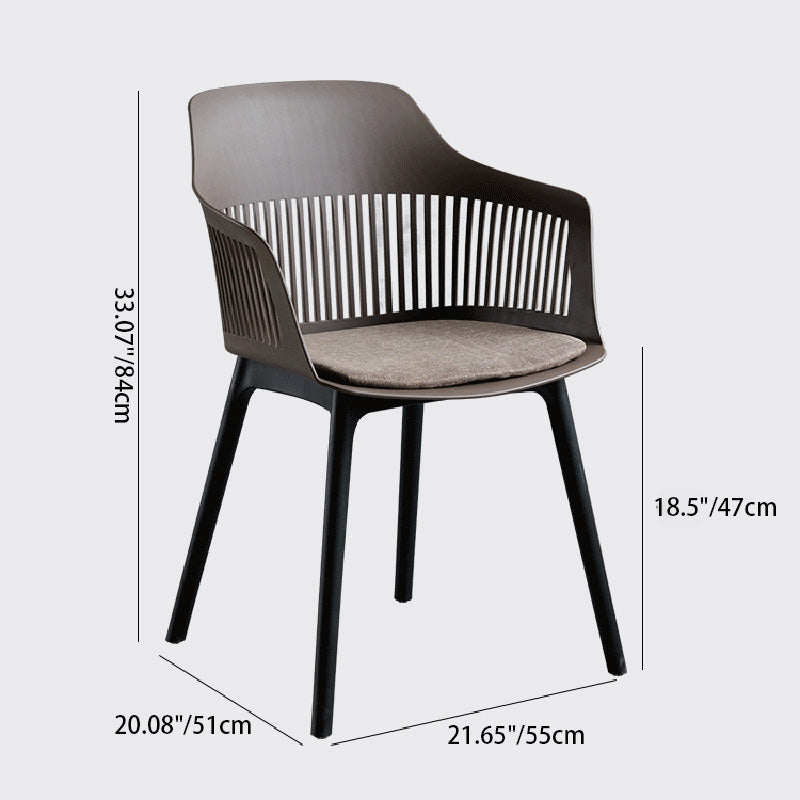 Minimalist Square Plastic Dining Armchair — Gray