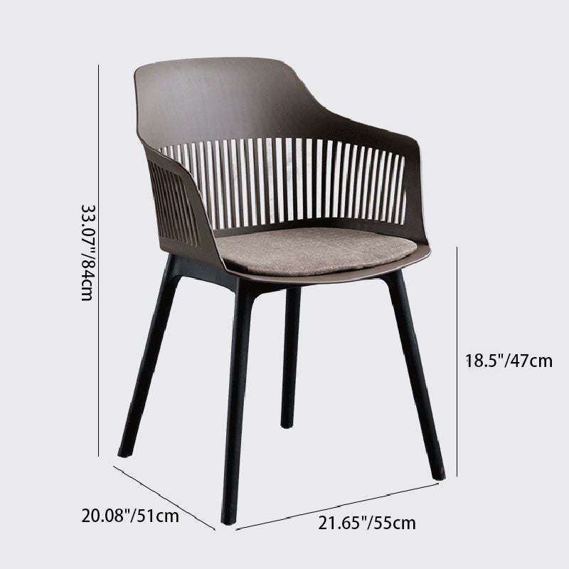 Minimalist Square Plastic Dining Armchair — Gray