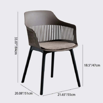 Minimalist Square Plastic Dining Armchair — Gray