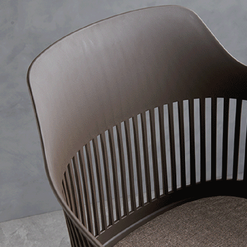Minimalist Square Plastic Dining Armchair — Brown