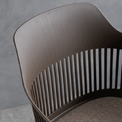 Minimalist Square Plastic Dining Armchair — Brown