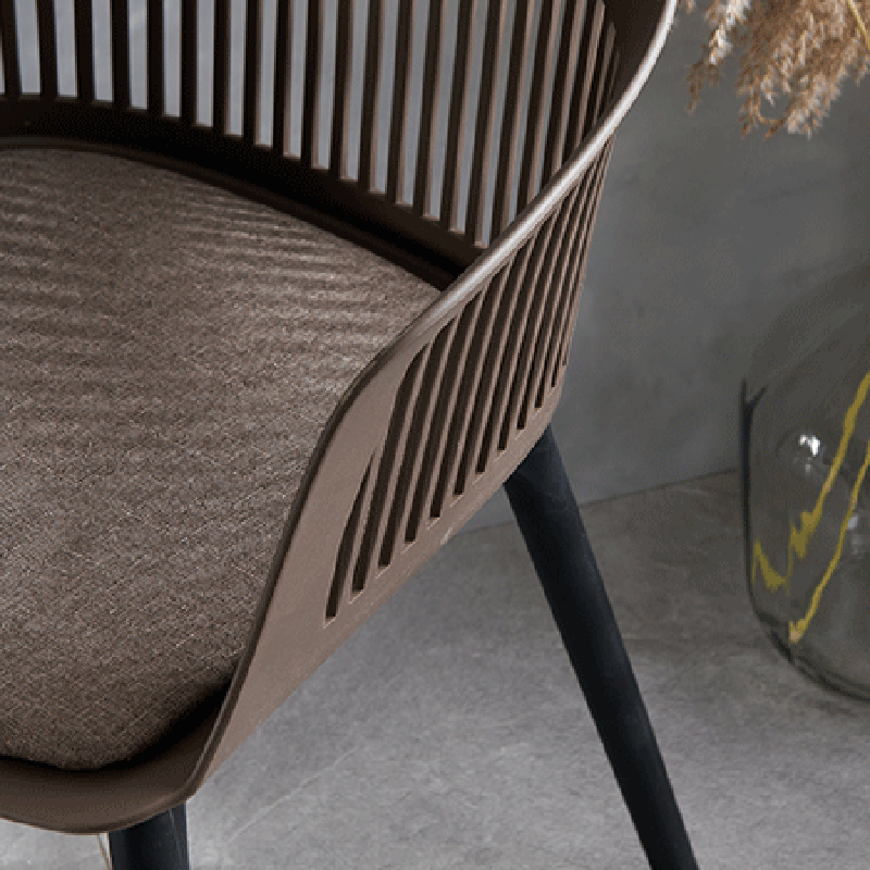 Minimalist Square Plastic Dining Armchair — Pink