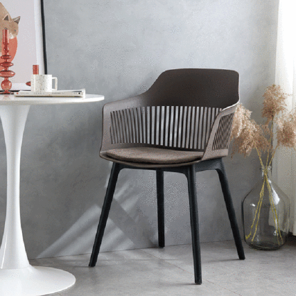 Minimalist Square Plastic Dining Armchair — Black