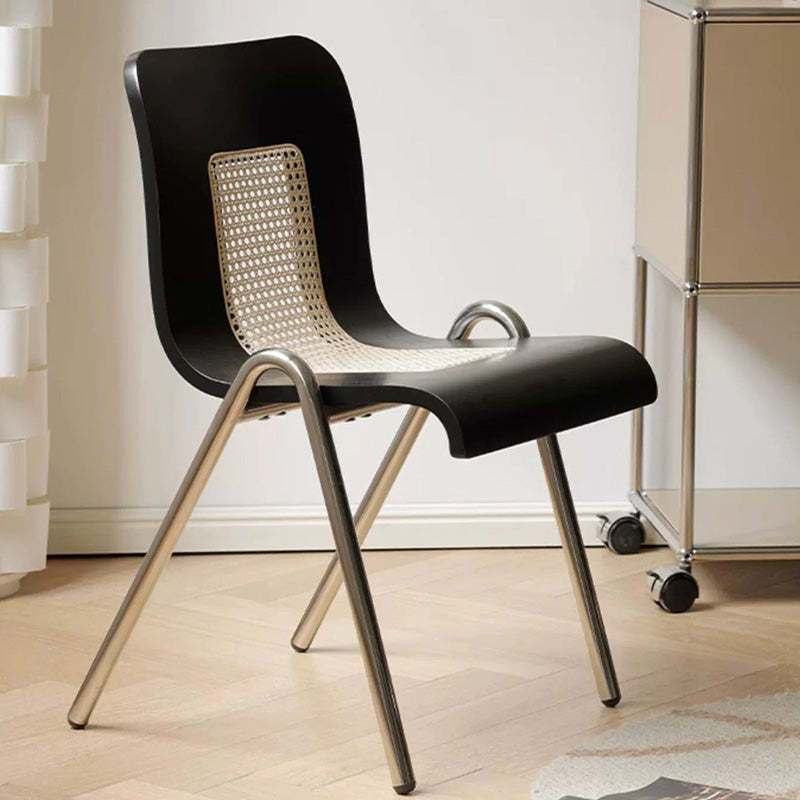 Japanese Solid Wood Steel Dining Chair — Walnut Color