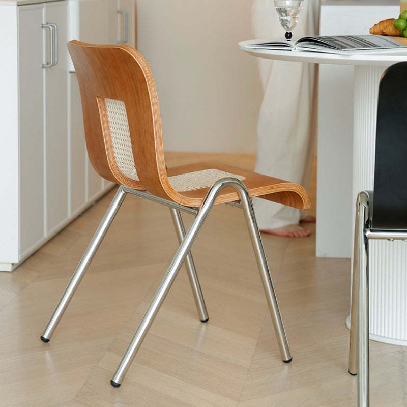 Japanese Solid Wood Steel Dining Chair — Black