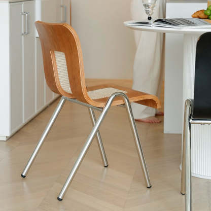 Japanese Solid Wood Steel Dining Chair — Black