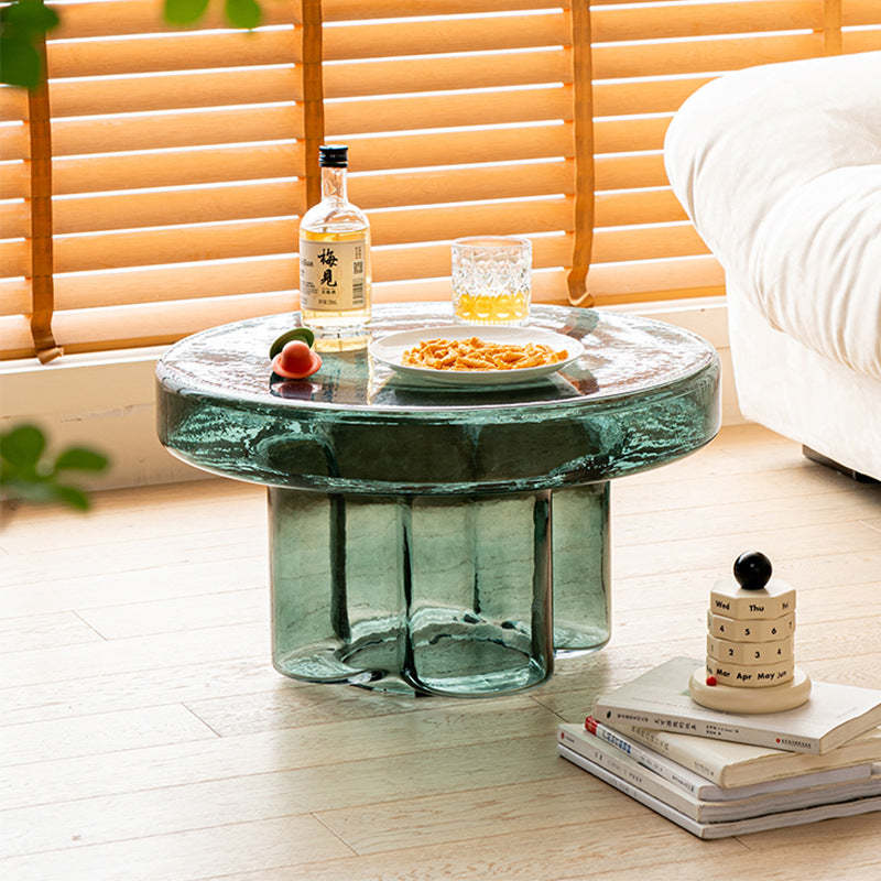 Minimalist Round Hardened Glass Coffee Table