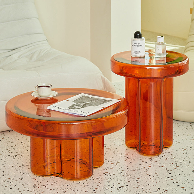 Minimalist Round Hardened Glass Coffee Table — Light Bule