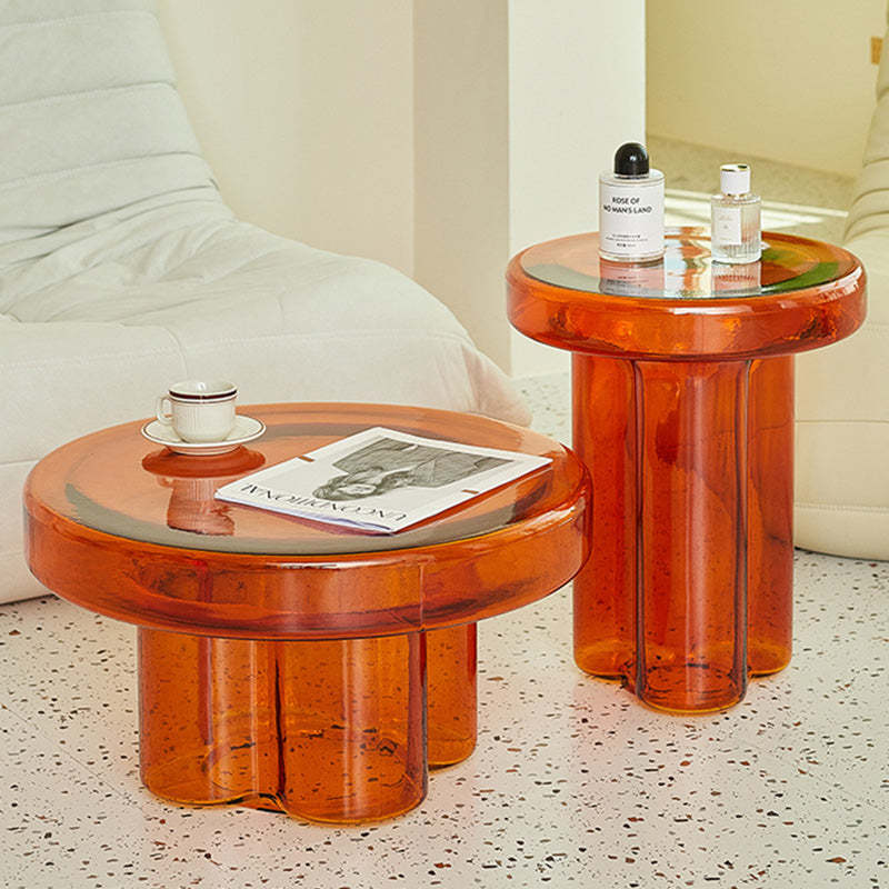 Minimalist Round Hardened Glass Coffee Table — Light Bule