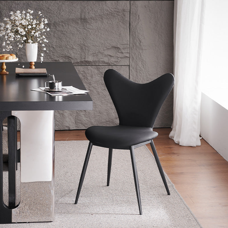 Minimalist Triangle Microfiber Leather Dining Chair — White