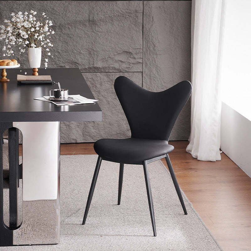 Minimalist Triangle Microfiber Leather Dining Chair — White