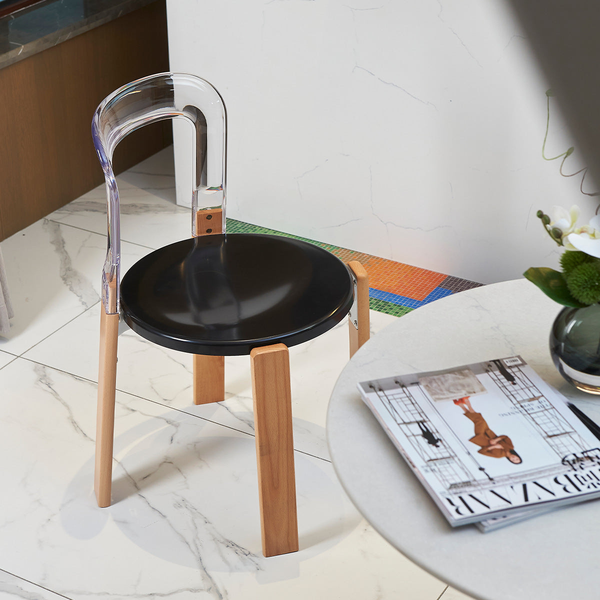 Vintage Plastic Wood Aluminum Dining Chair — C