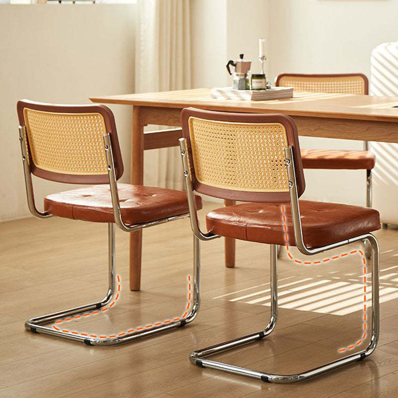 Vintage Solid Wood Rattan Rectangular Dining Chair