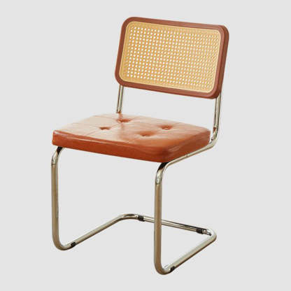 Vintage Solid Wood Rattan Rectangular Dining Chair