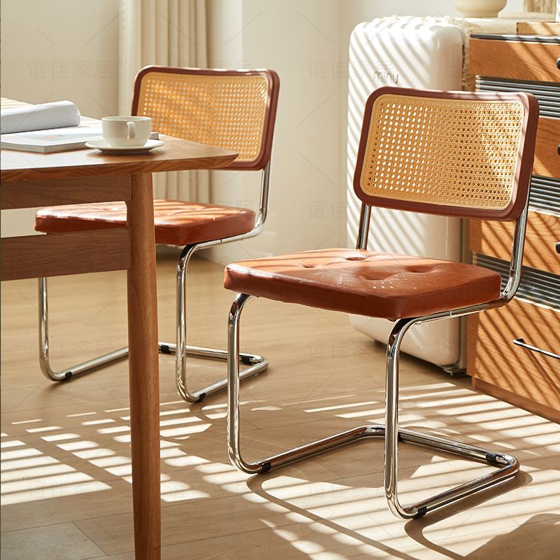 Vintage Solid Wood Rattan Rectangular Dining Chair