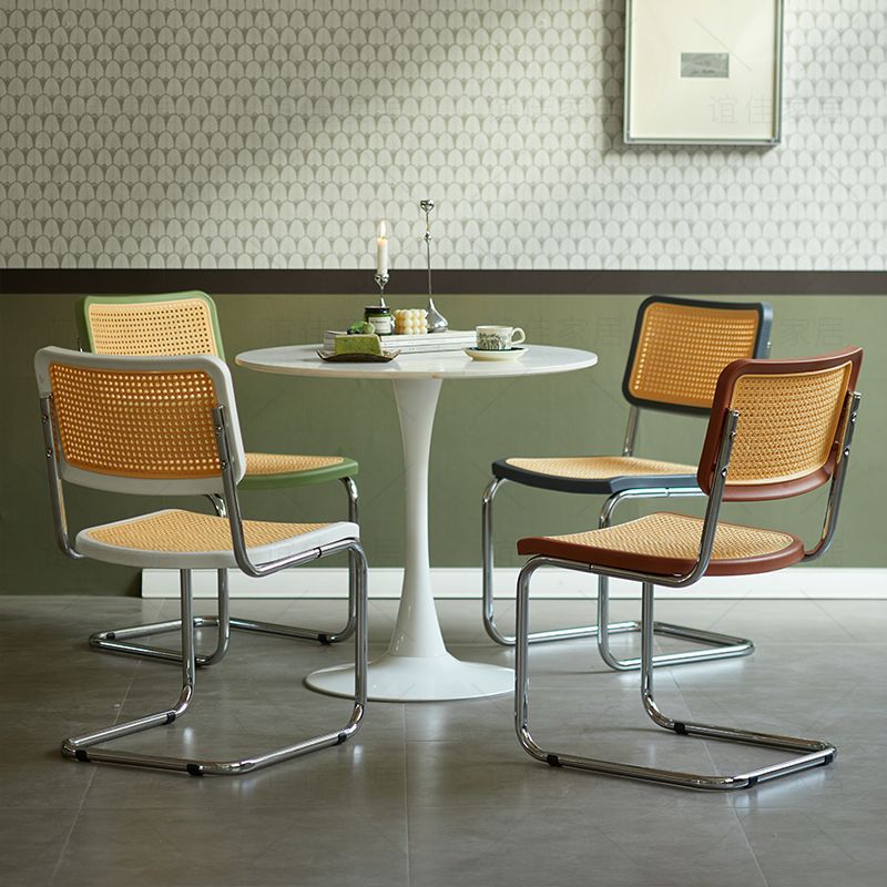 Vintage Solid Wood Rattan Rectangular Dining Chair