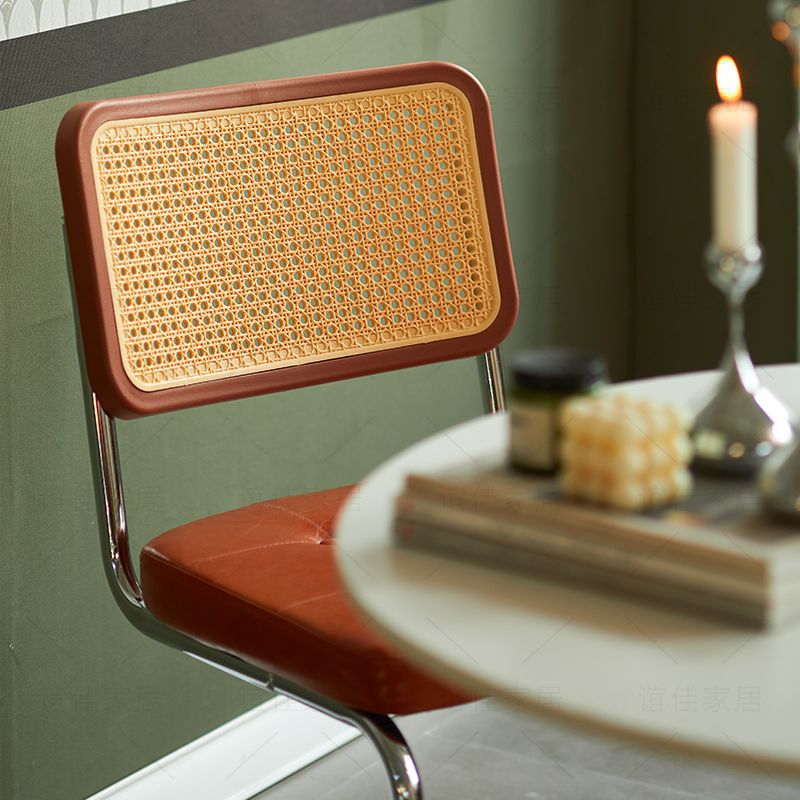 Vintage Solid Wood Rattan Rectangular Dining Chair