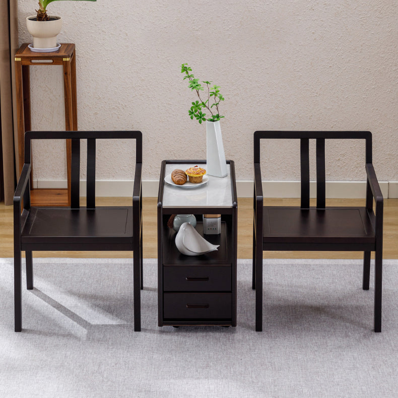 Vintage Wood Rock Slab Side Table
