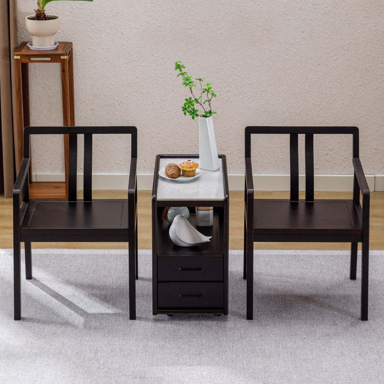 Vintage Wood Rock Slab Side Table