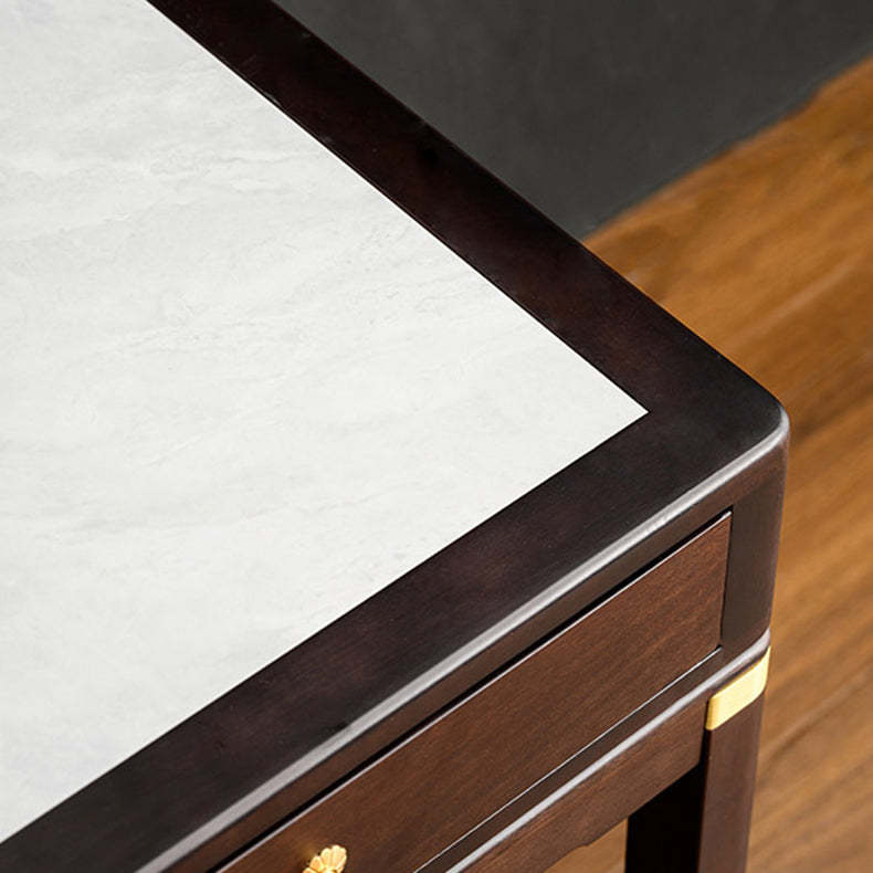 Vintage Wood Rock Slab Side Table