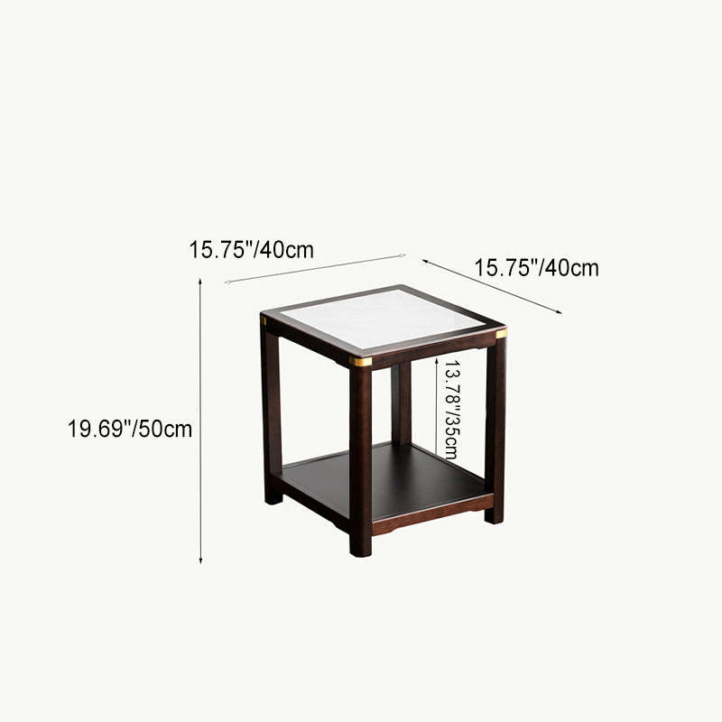 Vintage Wood Rock Slab Side Table