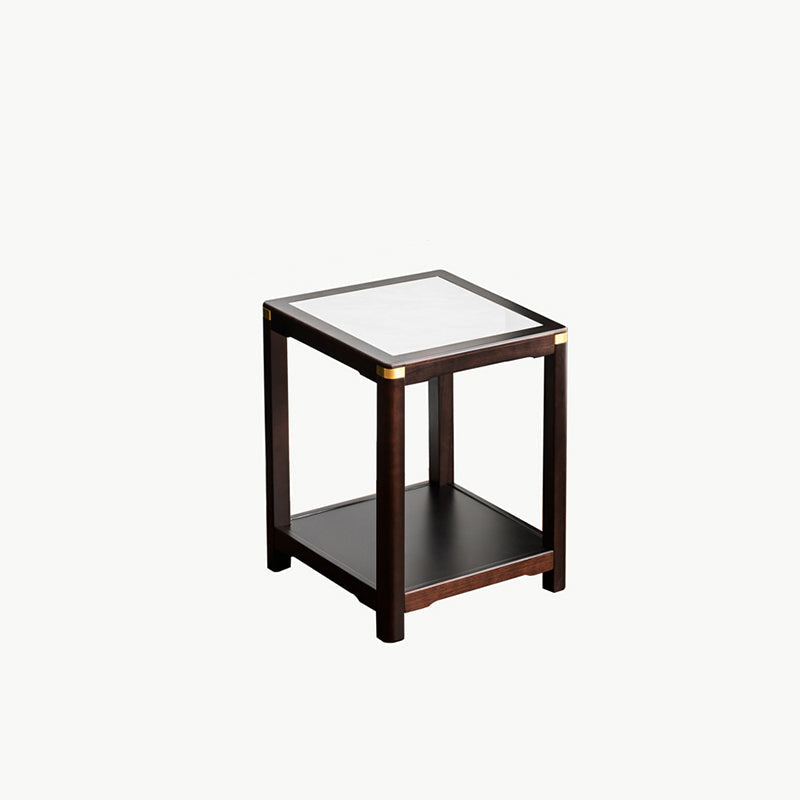 Vintage Wood Rock Slab Side Table