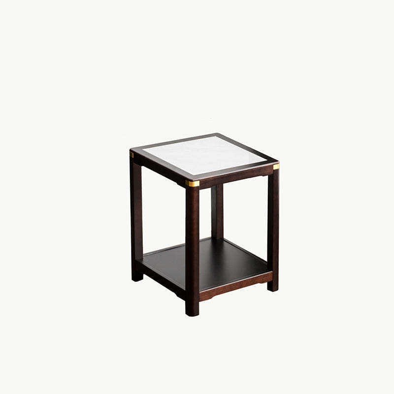 Vintage Wood Rock Slab Side Table