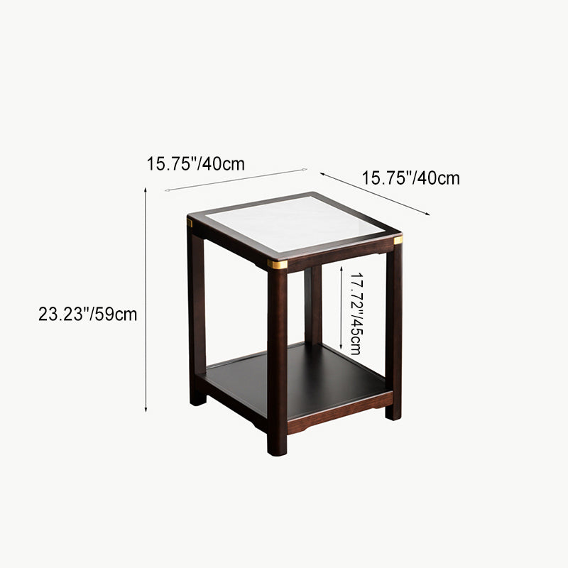 Vintage Wood Rock Slab Side Table