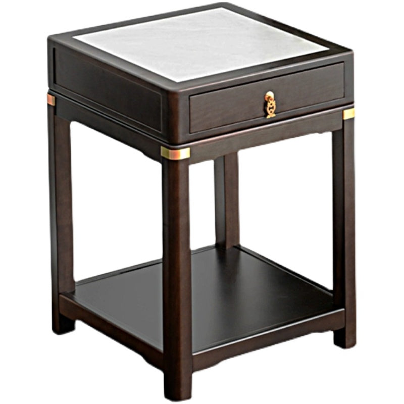 Vintage Wood Rock Slab Side Table