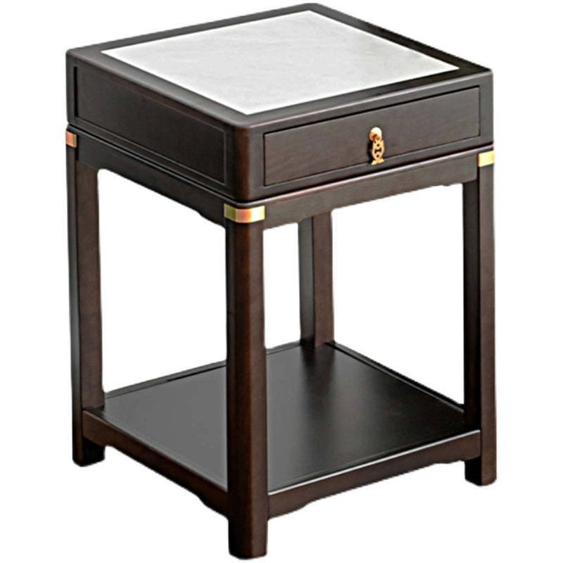 Vintage Wood Rock Slab Side Table
