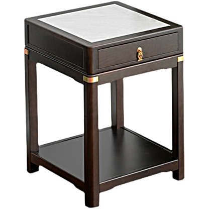 Vintage Wood Rock Slab Side Table